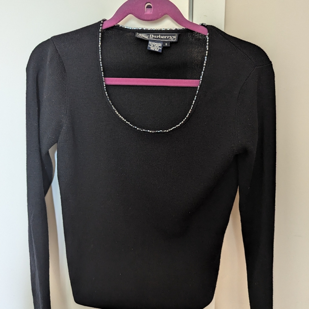 Burberry Women's  Sweater 100% Merino Wool Black.